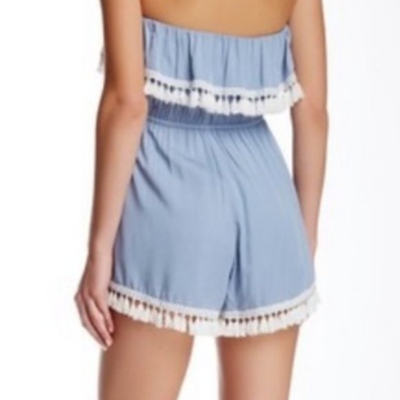L’ ATISTE by Amy | Blue Strapless Tassel Romper - Picture 2 of 12